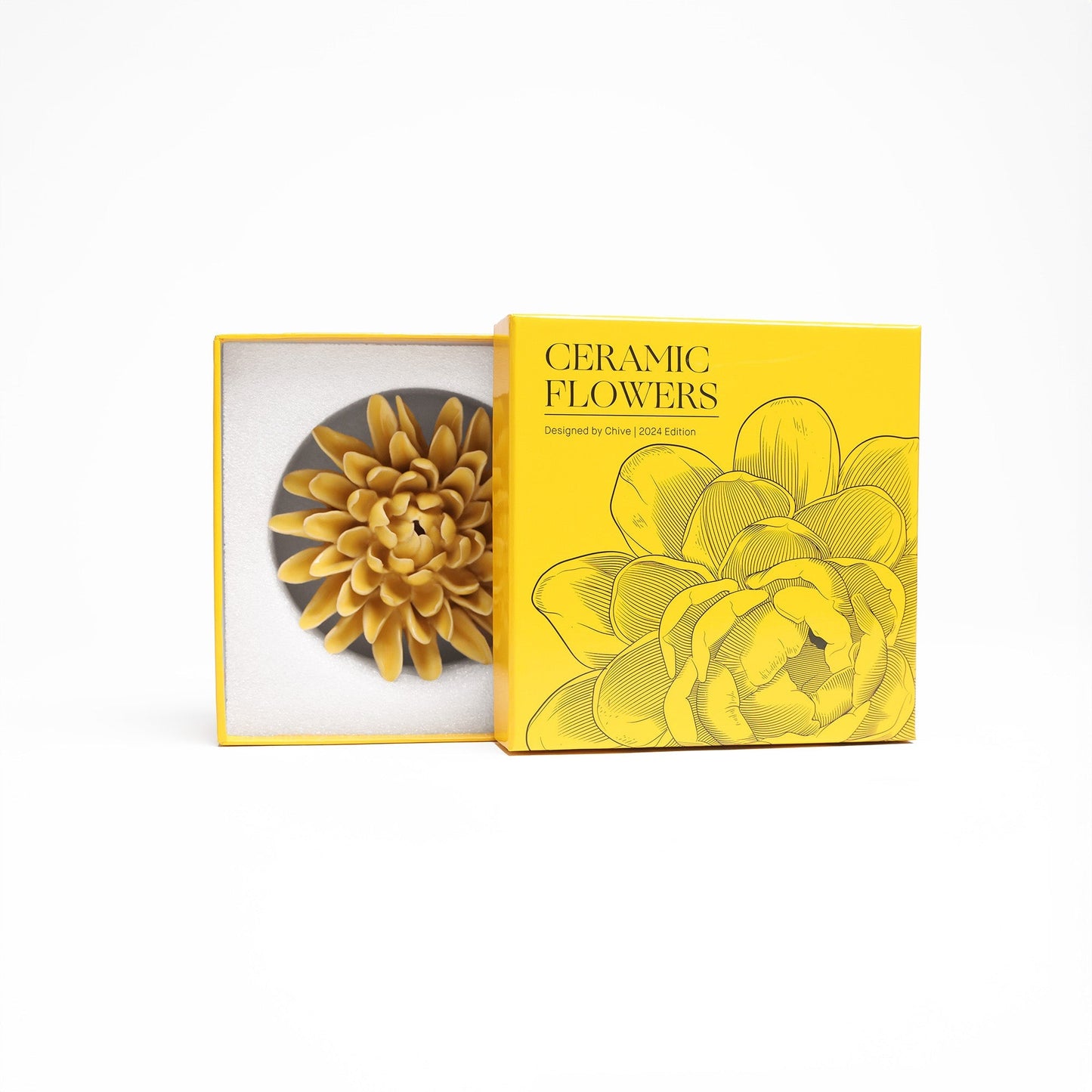 Ceramic Wallflower Yellow Chrysanthemum (Gift Boxed) - Chrysler Museum Shop