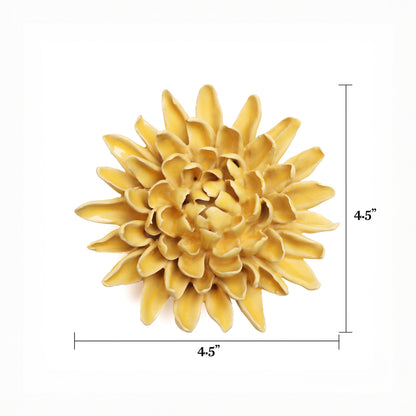 Ceramic Wallflower Yellow Chrysanthemum (Top with dimensions) - Chrysler Museum Shop