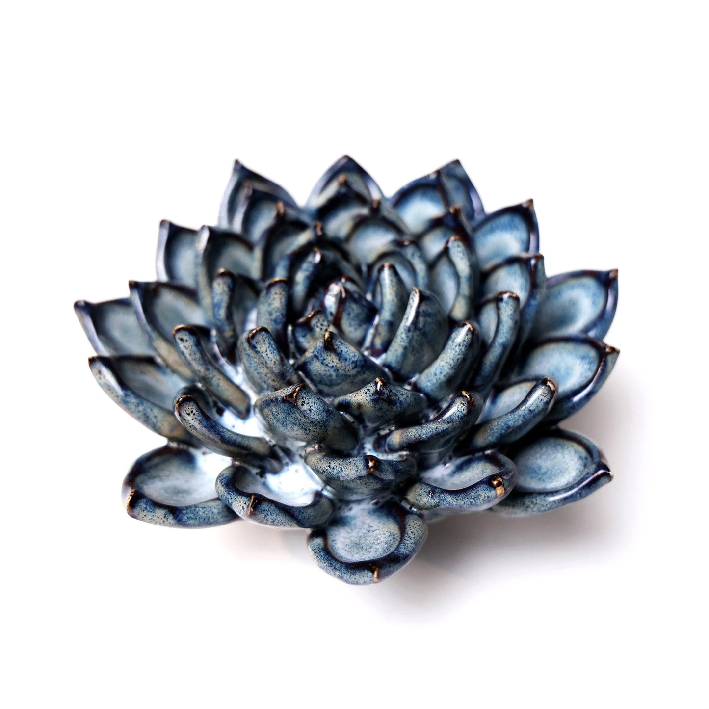 Ceramic Wallflower Large Blue Grey Succulent (3/4 view) - Chrysler Museum Shop