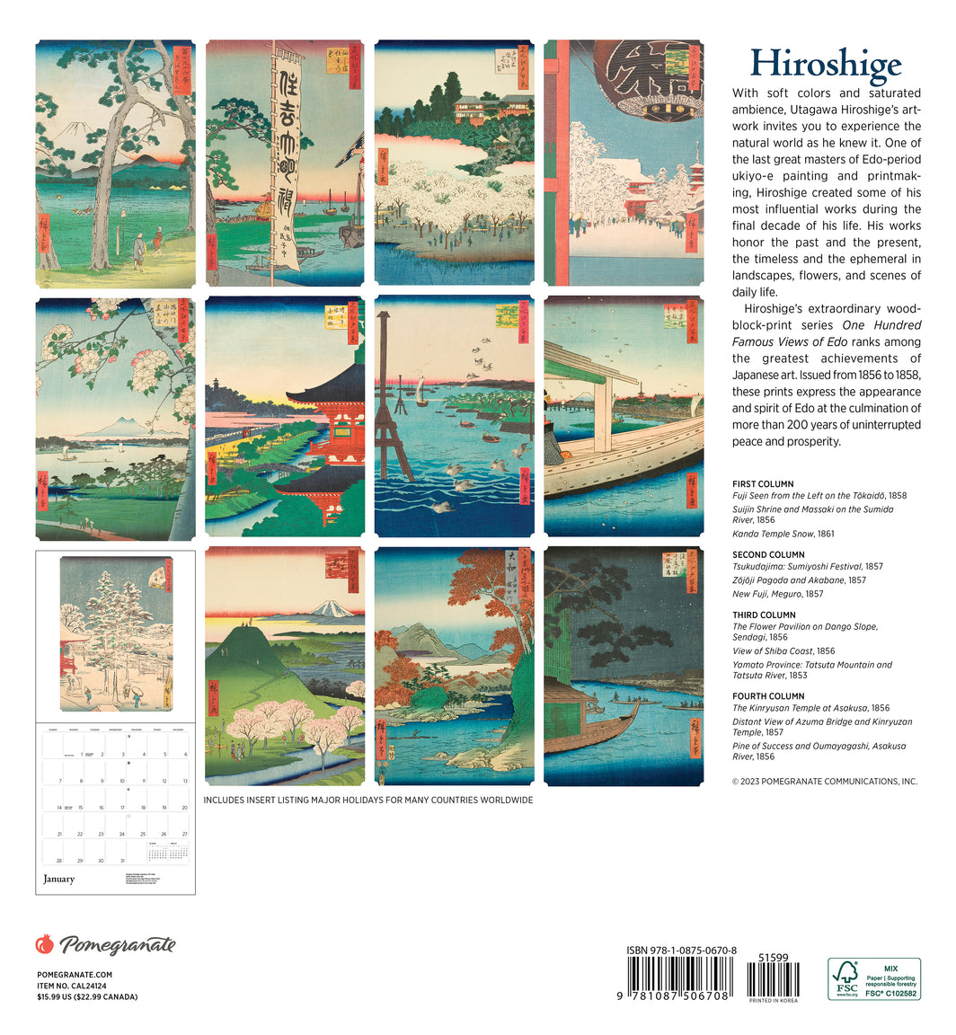 Utagawa Hiroshige 2024 Wandkalender