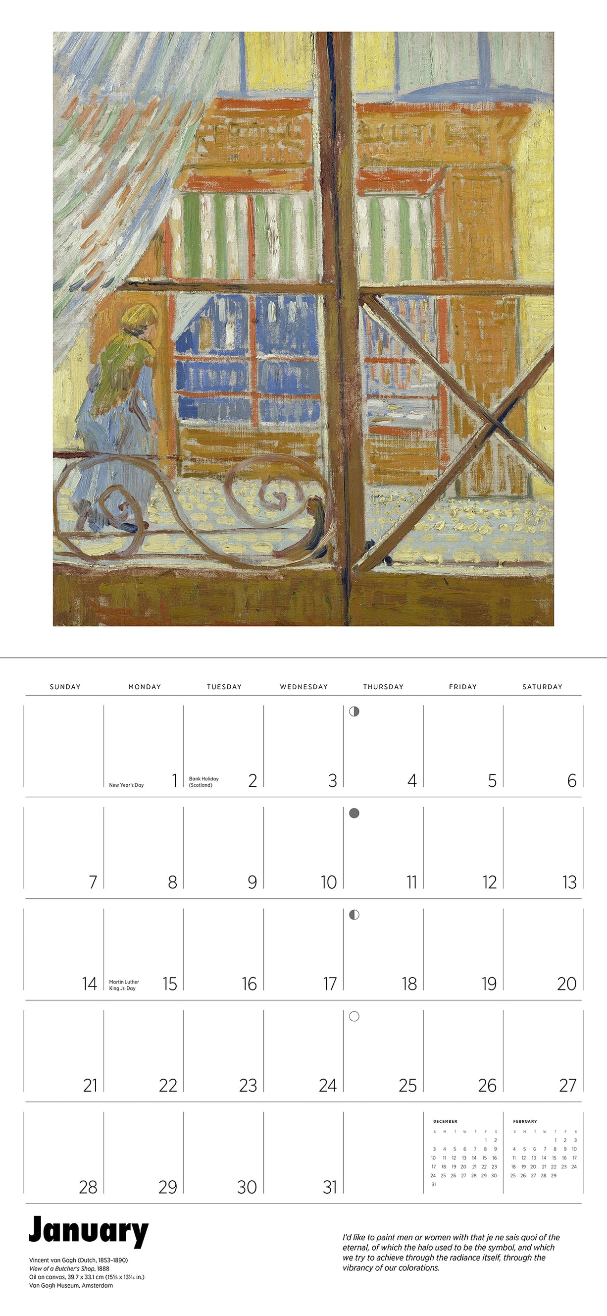 Calendario de pared Vincent van Gogh 2024