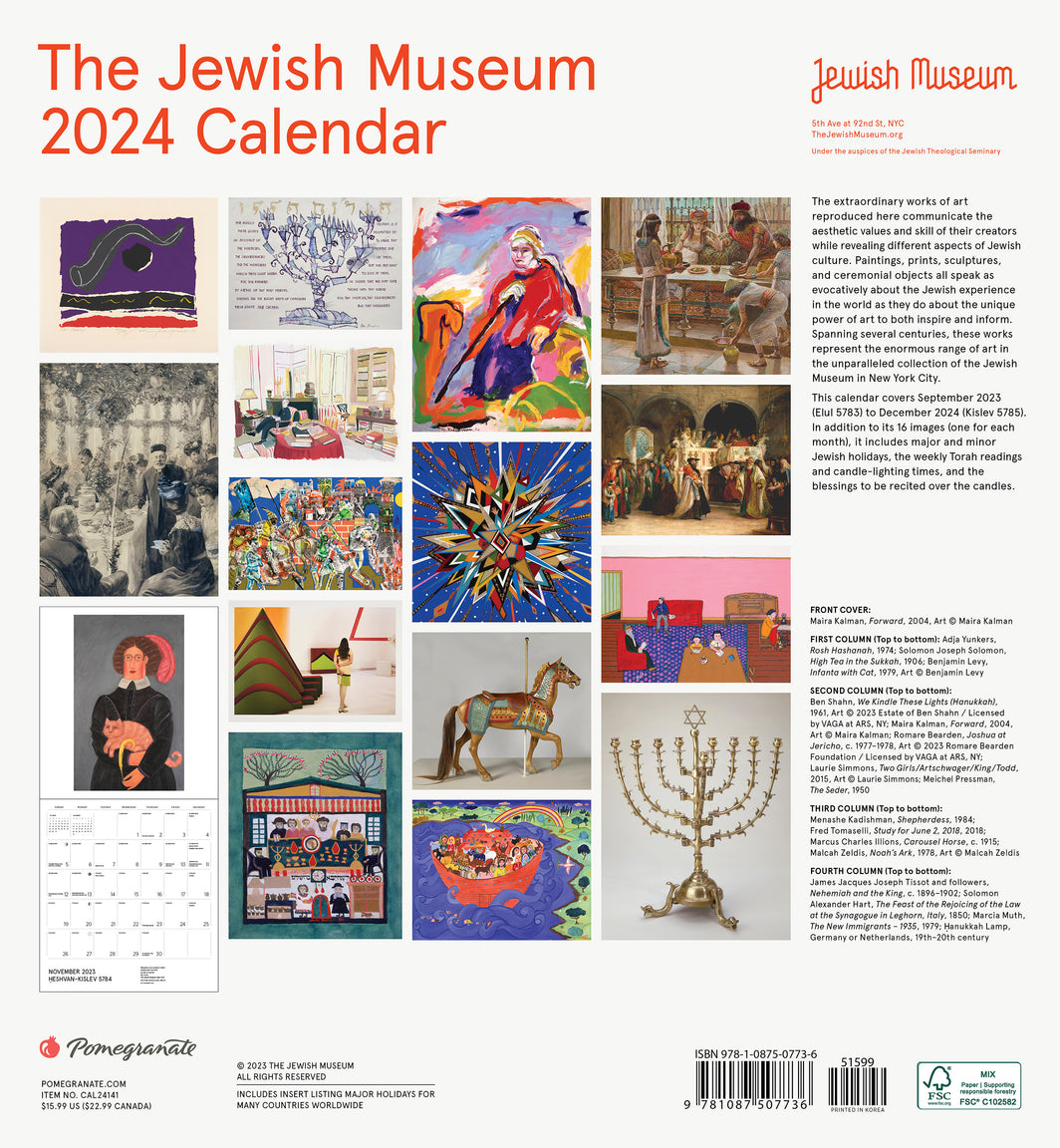Calendario de pared 2024 del Museo Judío