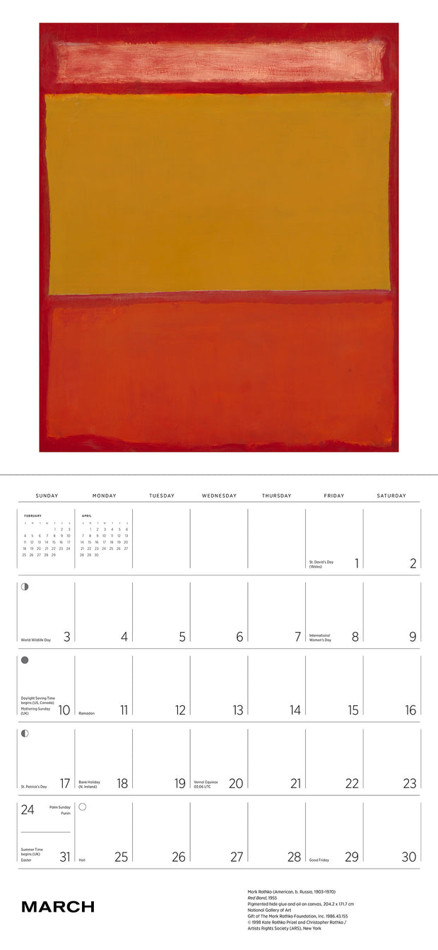 Mark Rothko 2024 Wall Calendar Chrysler Museum of Art