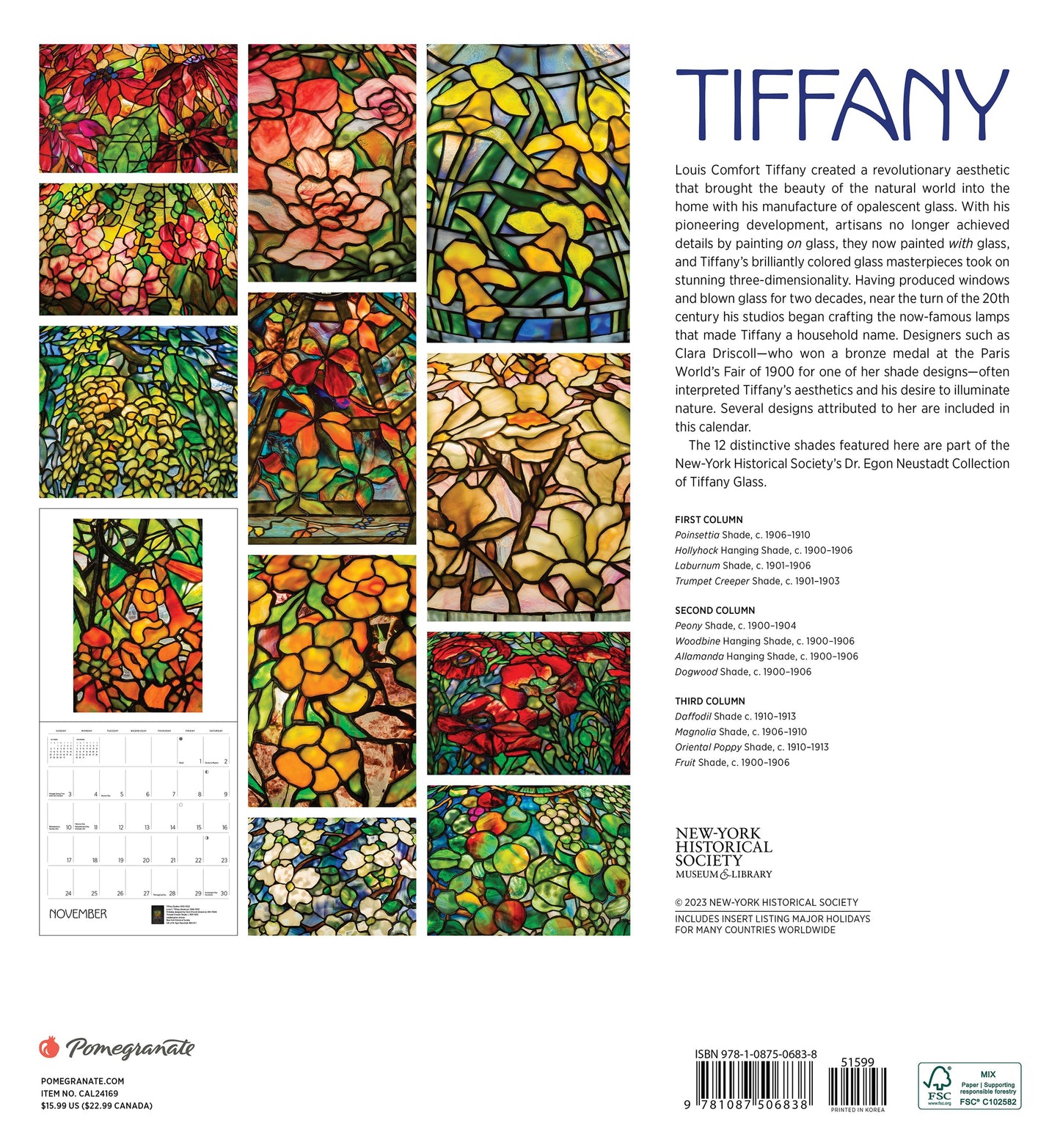 Calendario de pared Tiffany 2024