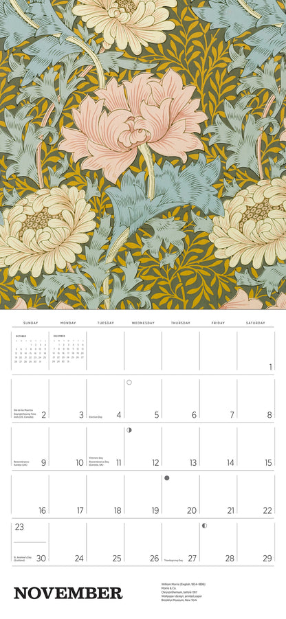 William Morris 2025 Wall Calendar November