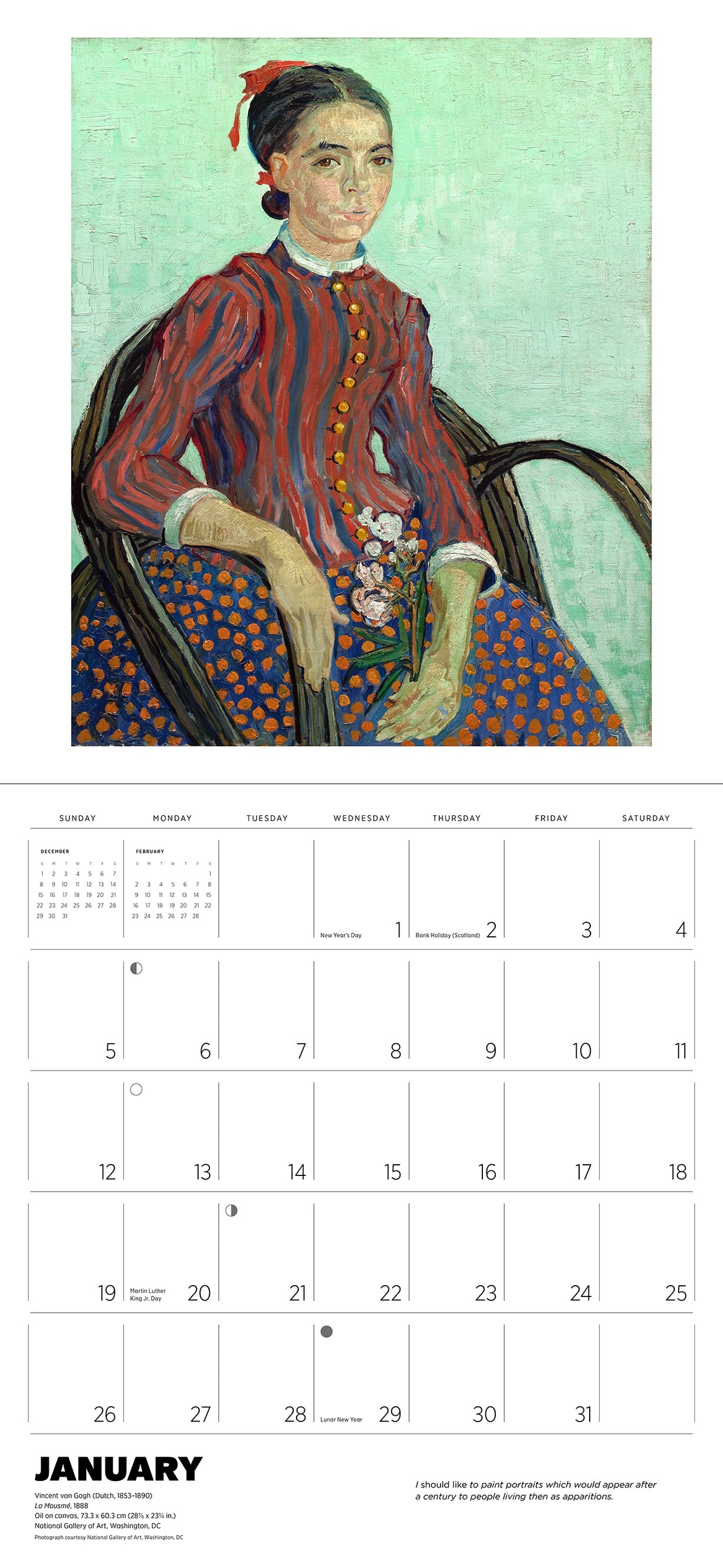 Vincent van Gogh 2025 Wall Calendar January