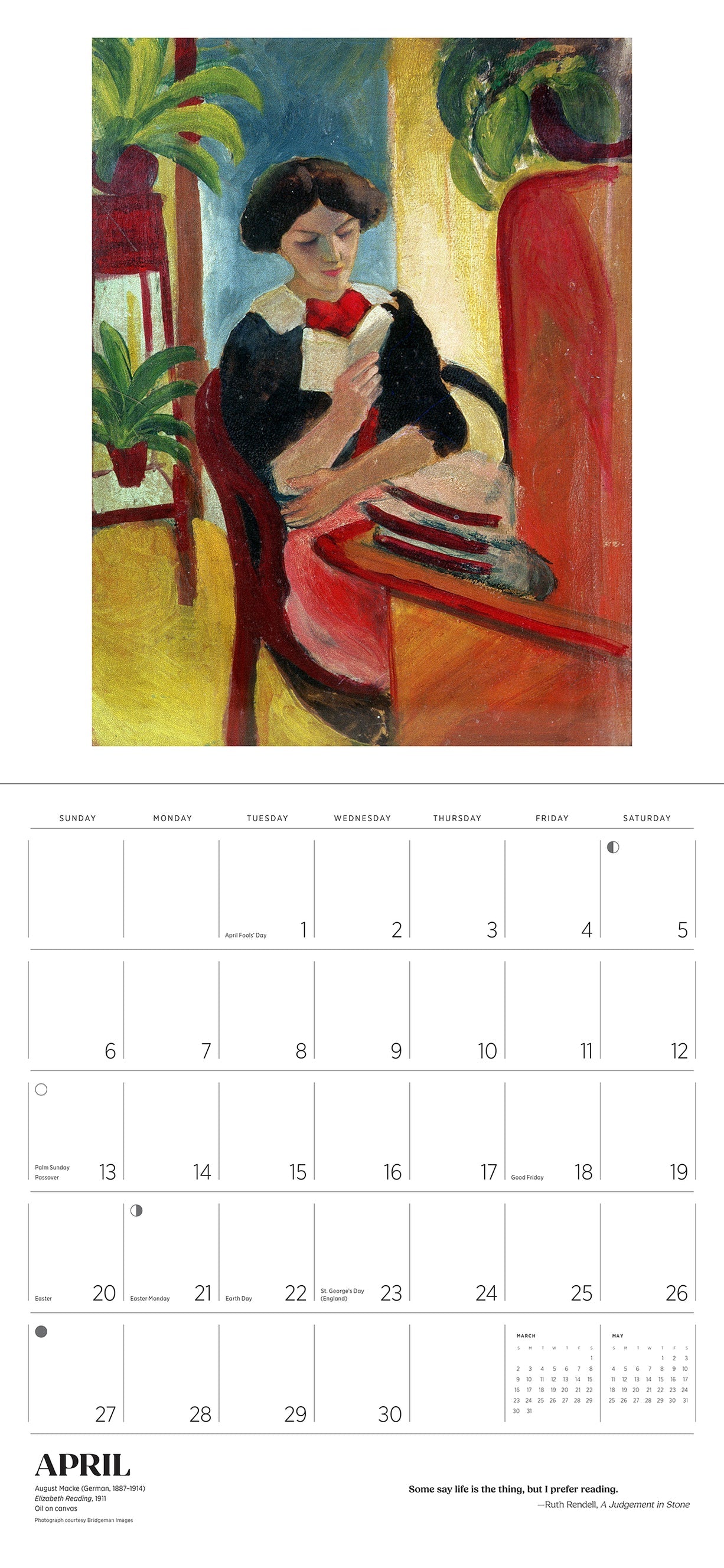 The Reading Woman 2025 Wall Calendar April