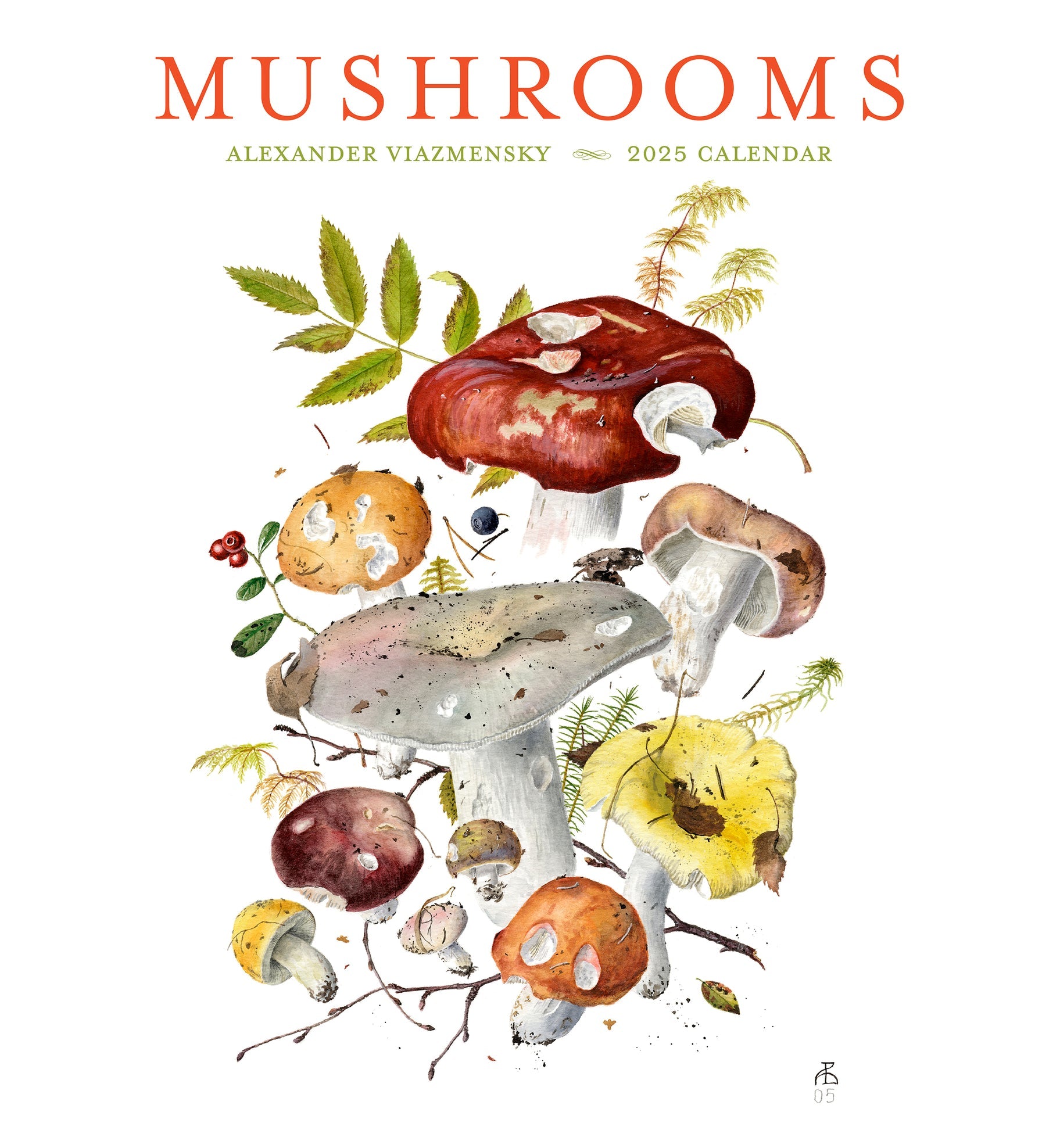 Mushrooms: Alexander Viazmensky 2025 Wall Calendar Front Cover