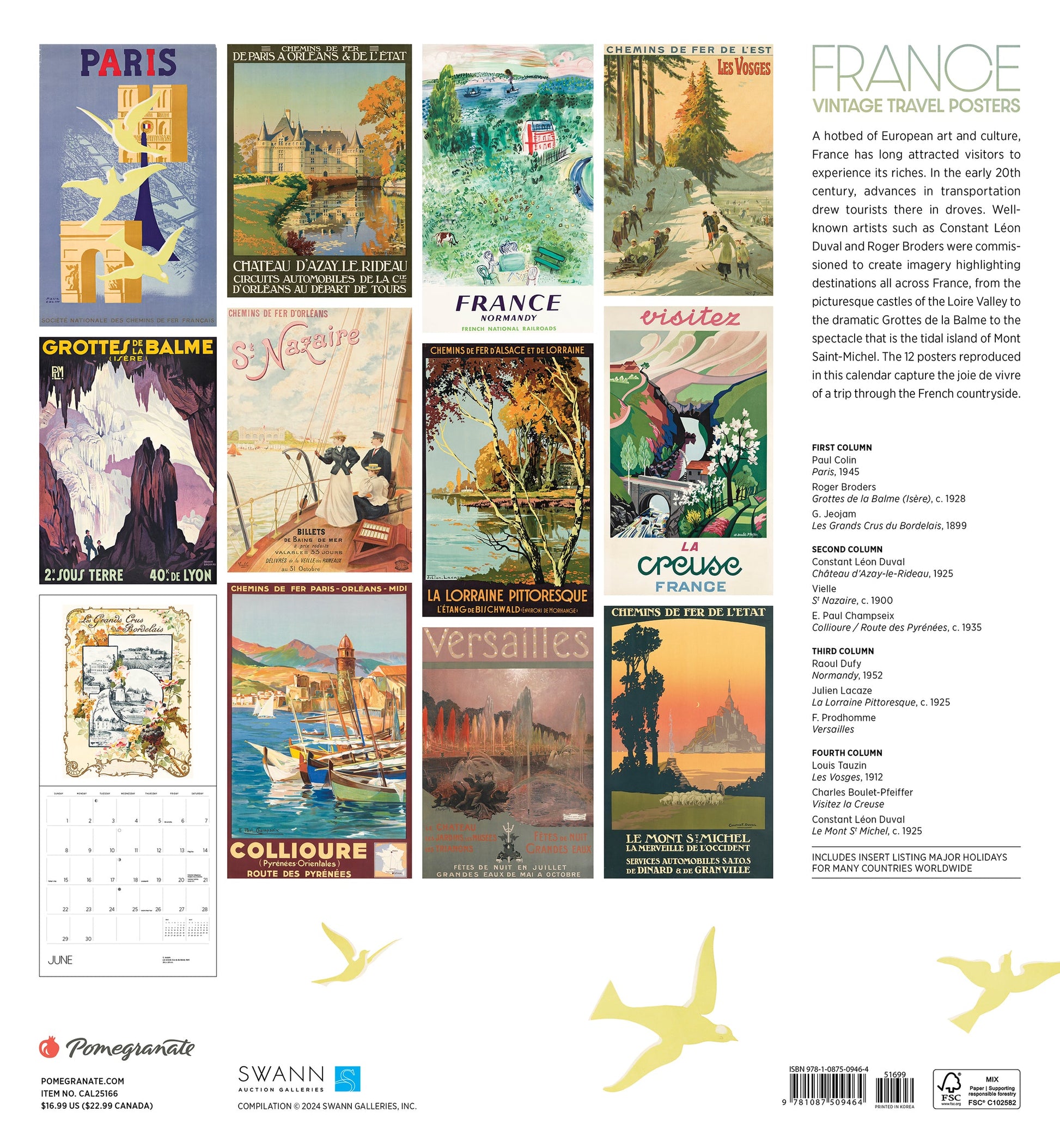 France: Vintage Travel Posters 2025 Wall Calendar - Chrysler Museum Shop