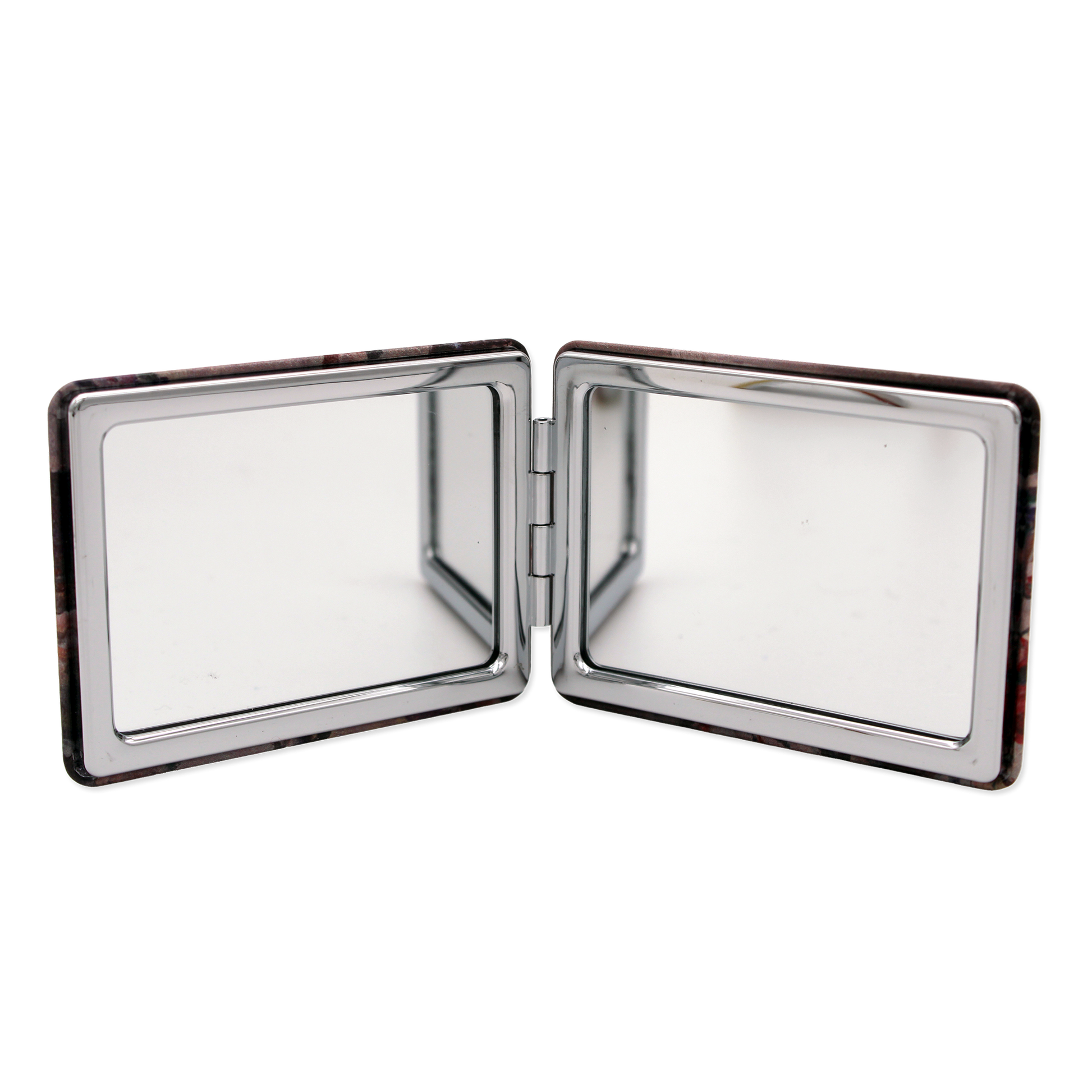 Compact mirror with two reflective surfaces on a white background