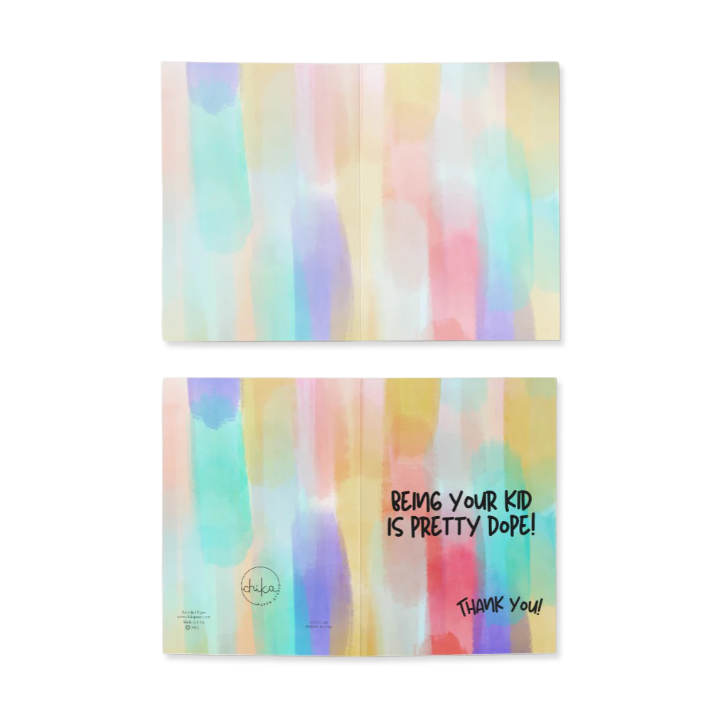 Two colorful greeting cards with watercolor designs and text on a white background