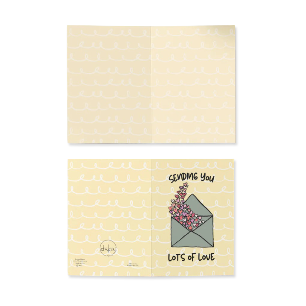 Two yellow greeting cards with floral design and text on a white background