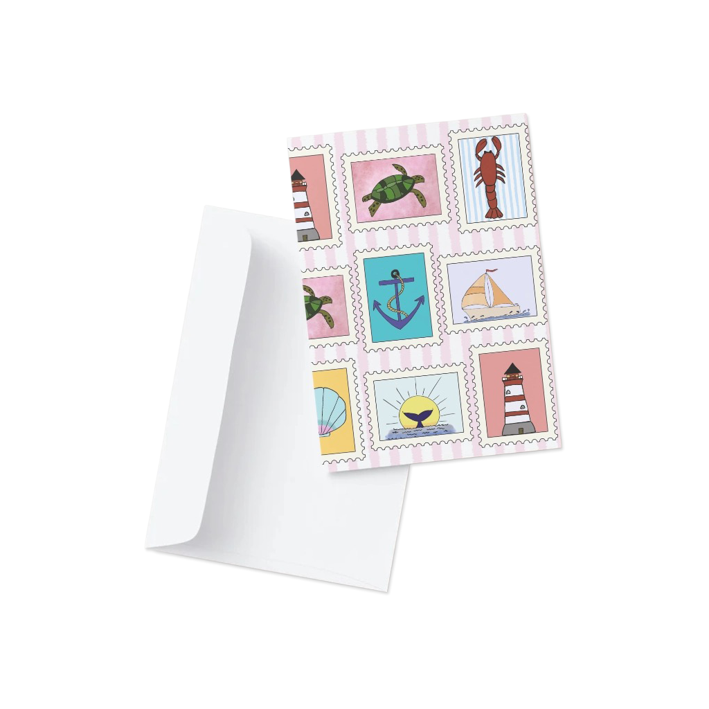 Coastal Stamps Blank Note Card