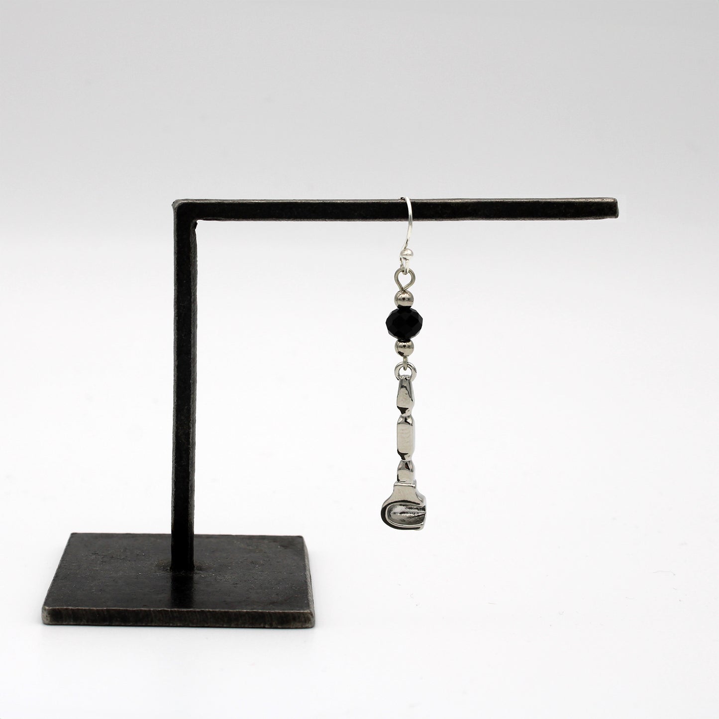 Glassblowing Charm Earrings with Black Bead: Wood Block - Chrysler Museum Shop