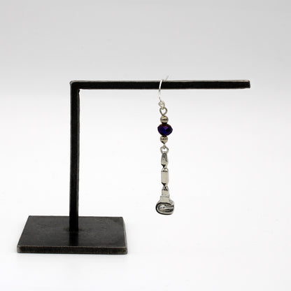 Glassblowing Charm Earrings with Violet Bead: Wood Block - Chrysler Museum Shop