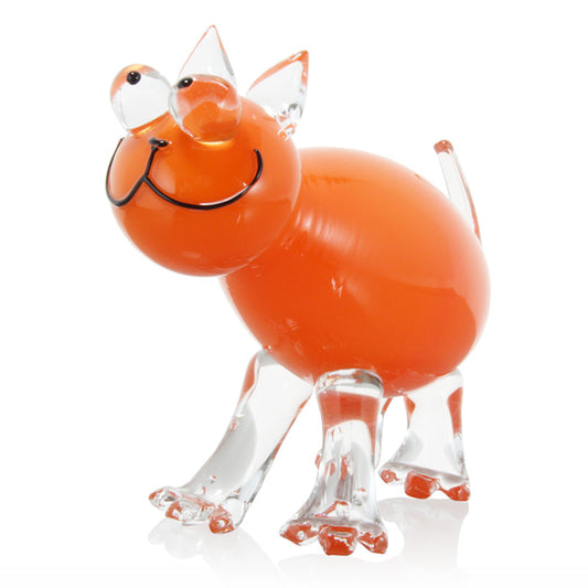 Glass Cat Sculpture (Orange) by Catherine Labonte