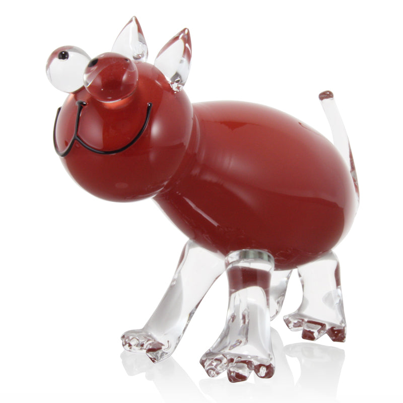 Glass Cat Sculpture (Red) by Catherine Labonte