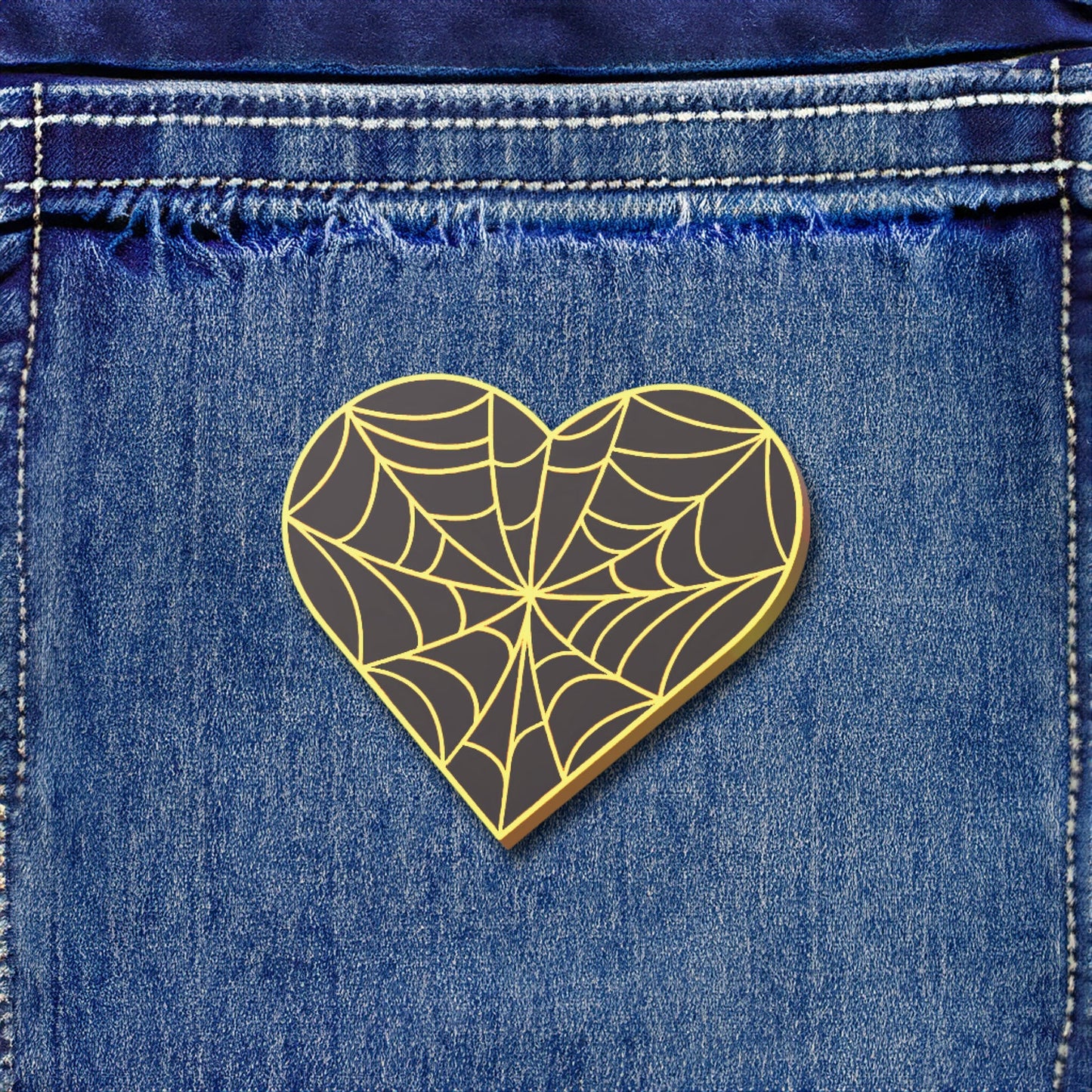 Cobweb Heart Enamel Pin