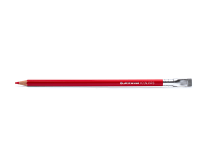 Red pencil with a silver ferrule on a white background
