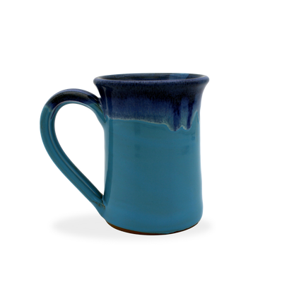Blue ceramic mug on a white background