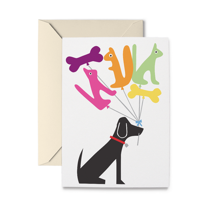 Geburtstagskarte mit Hund und Luftballons