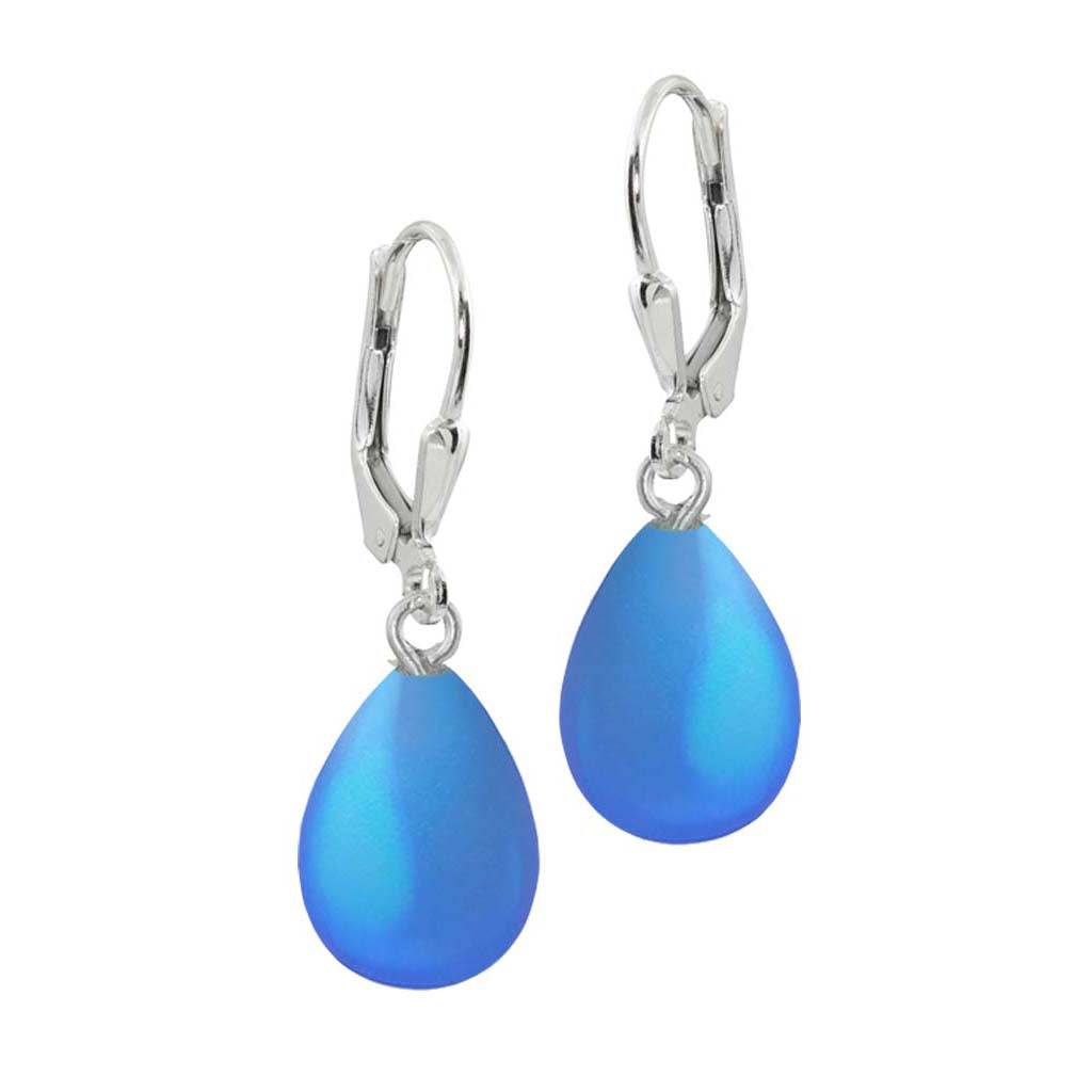 Crystal Drop Earrings - Blue
