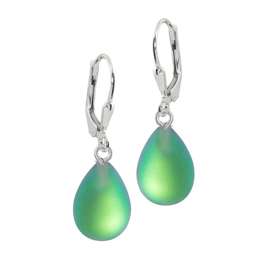 Crystal Drop Earrings - Green