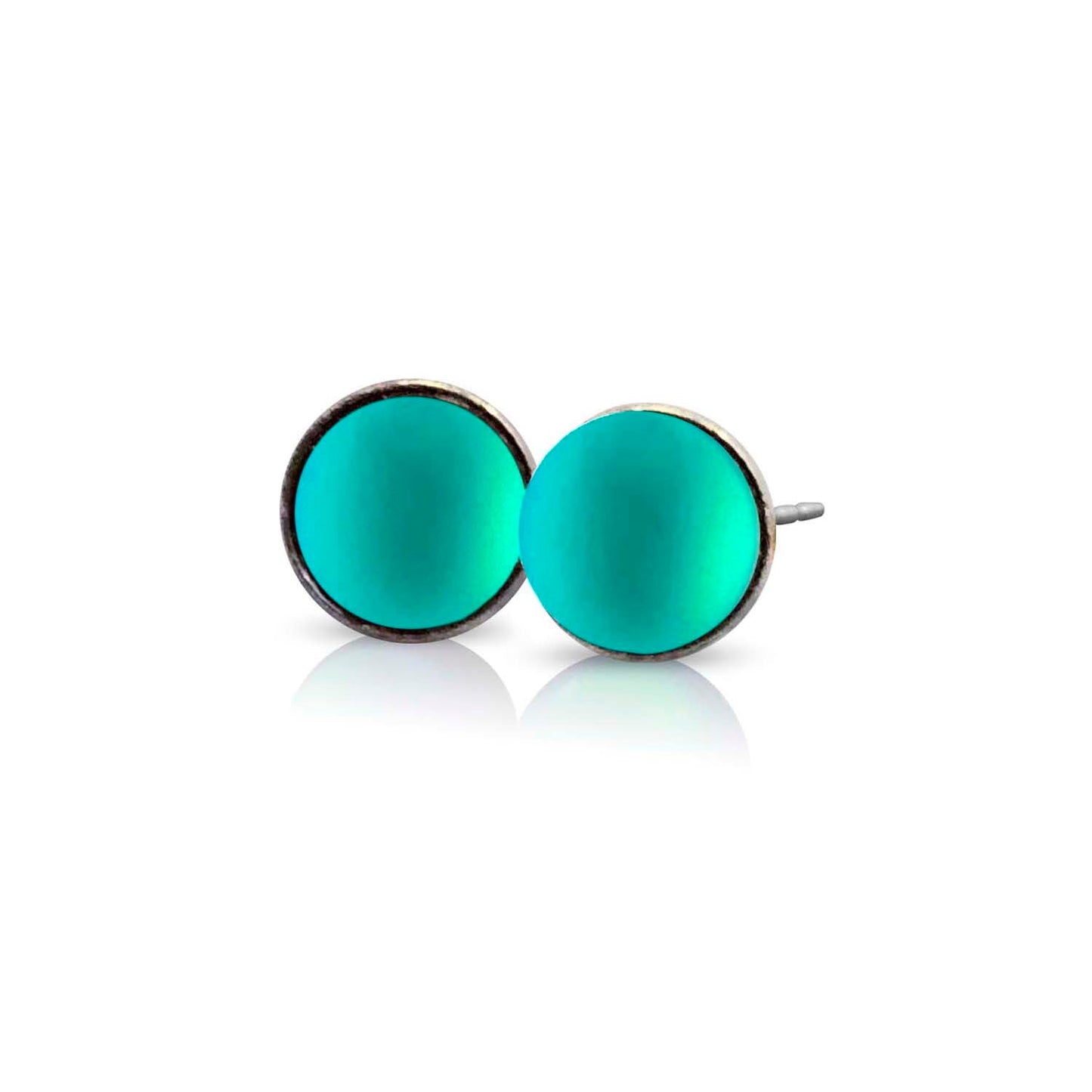 Small Crystal Stud Earrings - Green