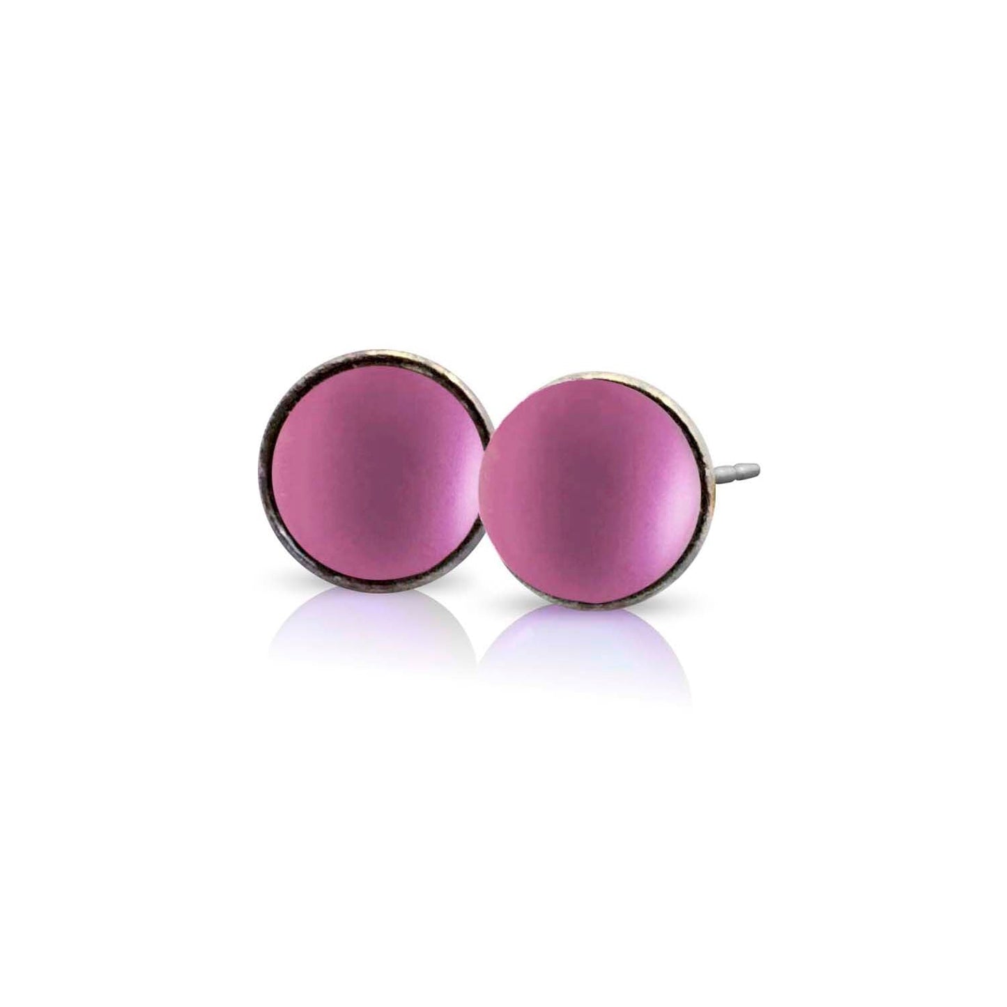 Small Crystal Stud Earrings - Pink