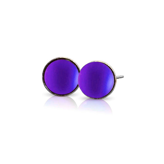 Small Crystal Stud Earrings - Violet