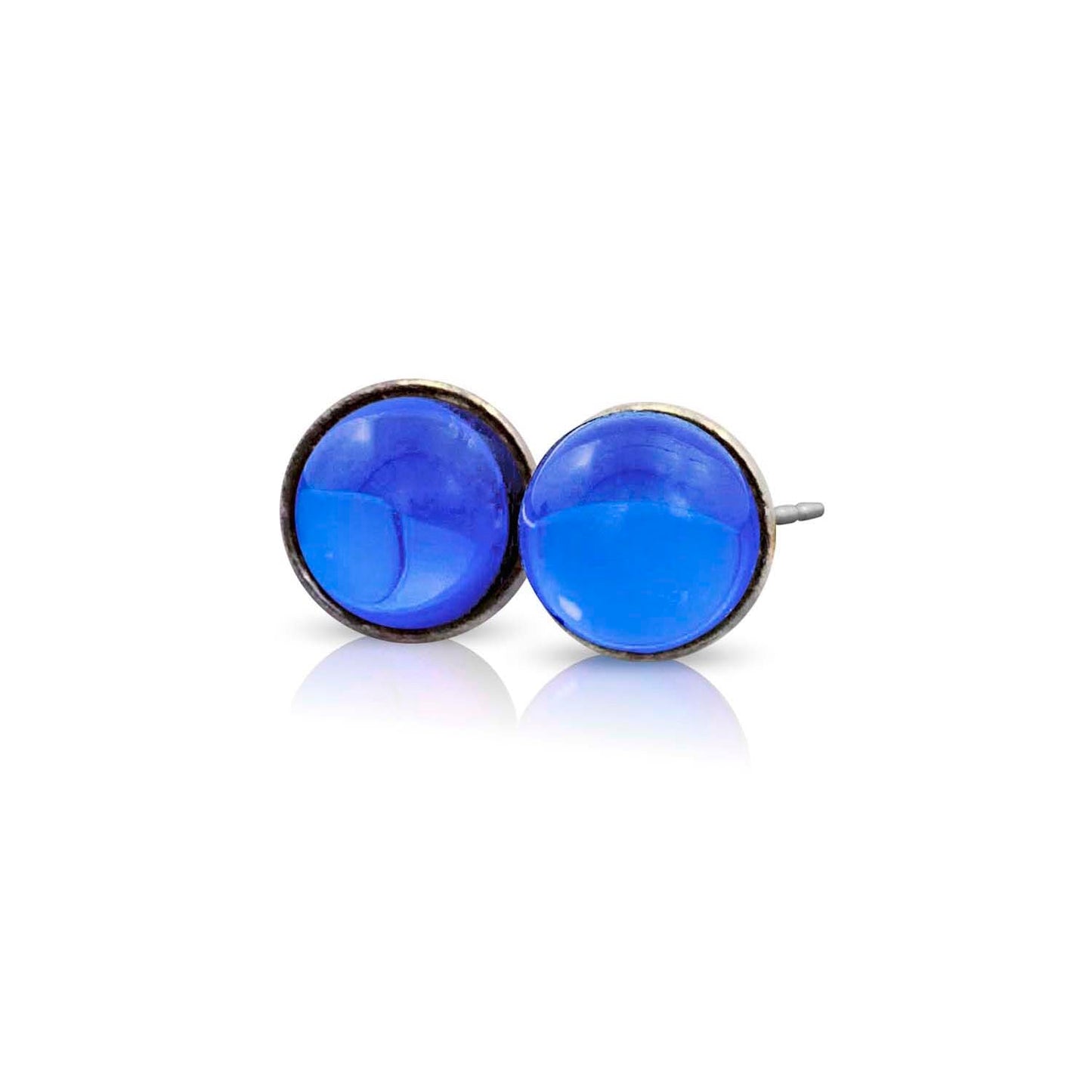 Small Crystal Stud Earrings - Blue