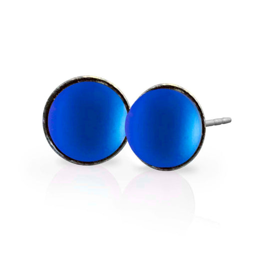 Large Crystal Stud Earrings - Blue