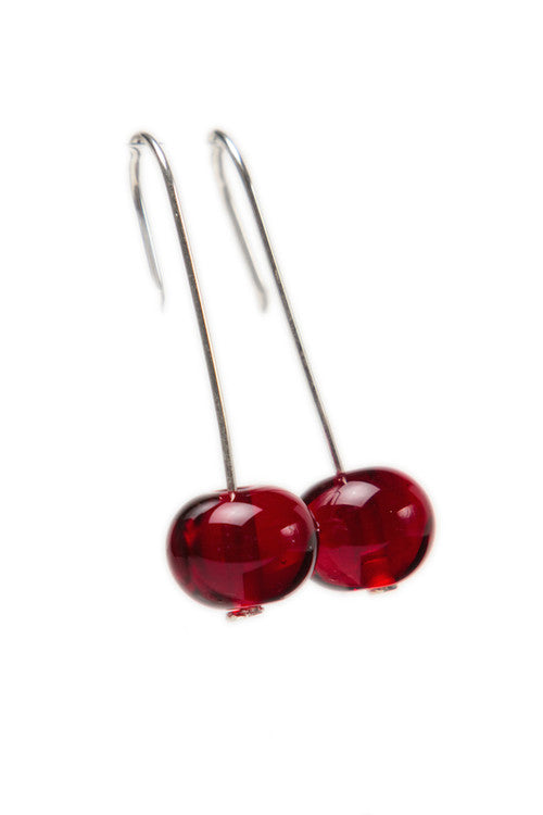 Bubble Bead Earrings: Glossy Deep Red - Chrysler Museum Shop