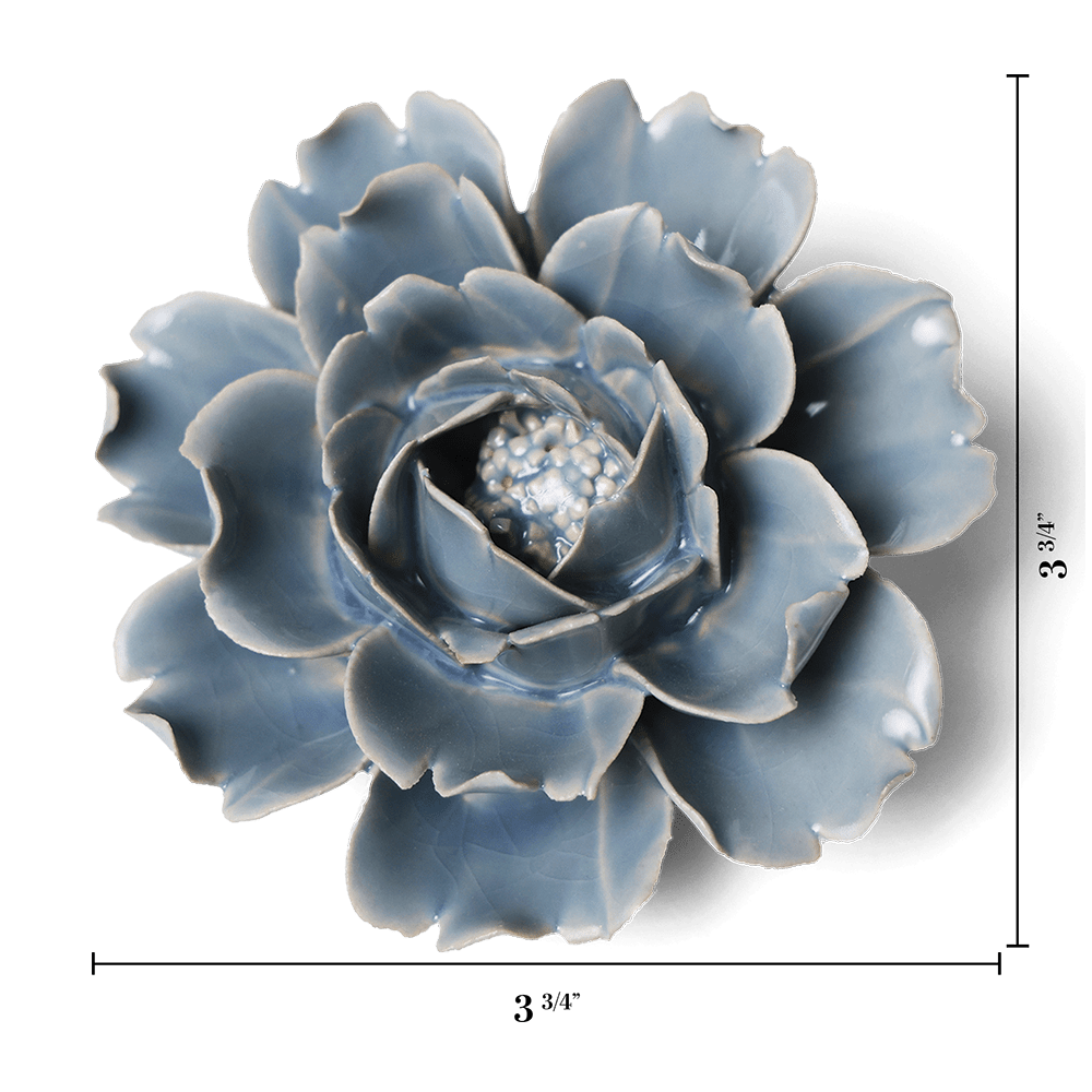 Ceramic Wallflower Blue Rose (with Dimensions) -  Chrysler Museum Shop