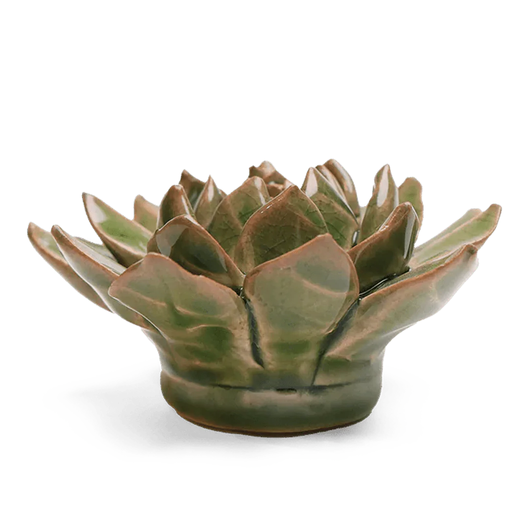 Ceramic artichoke-shaped planter on a white background