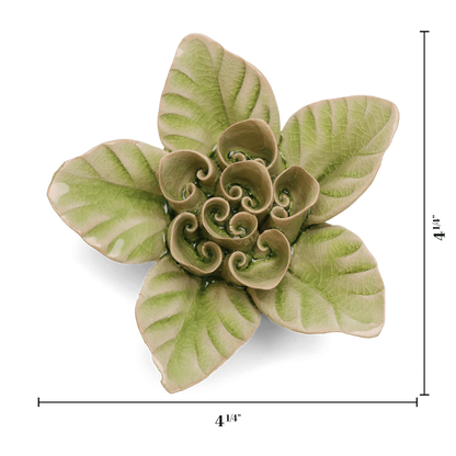 Ceramic Wallflower Peridot Green Maiden Lotus