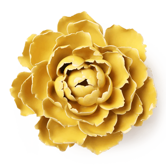 Yellow floral design on a white background