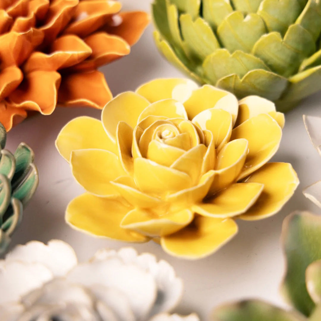 Ceramic Wallflower Burnt Yellow Begonia