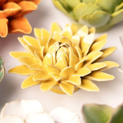 Ceramic Wallflower Burnt Yellow Strawflower