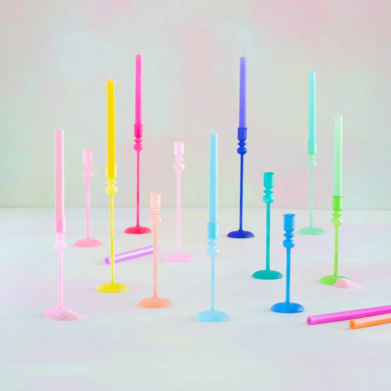 Frosted Glass Taper Candle Holders