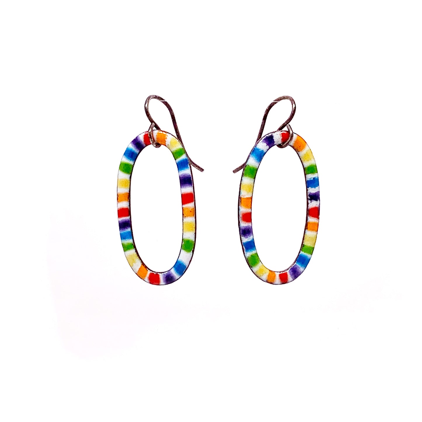 Enamel Rainbow Oval Earrings