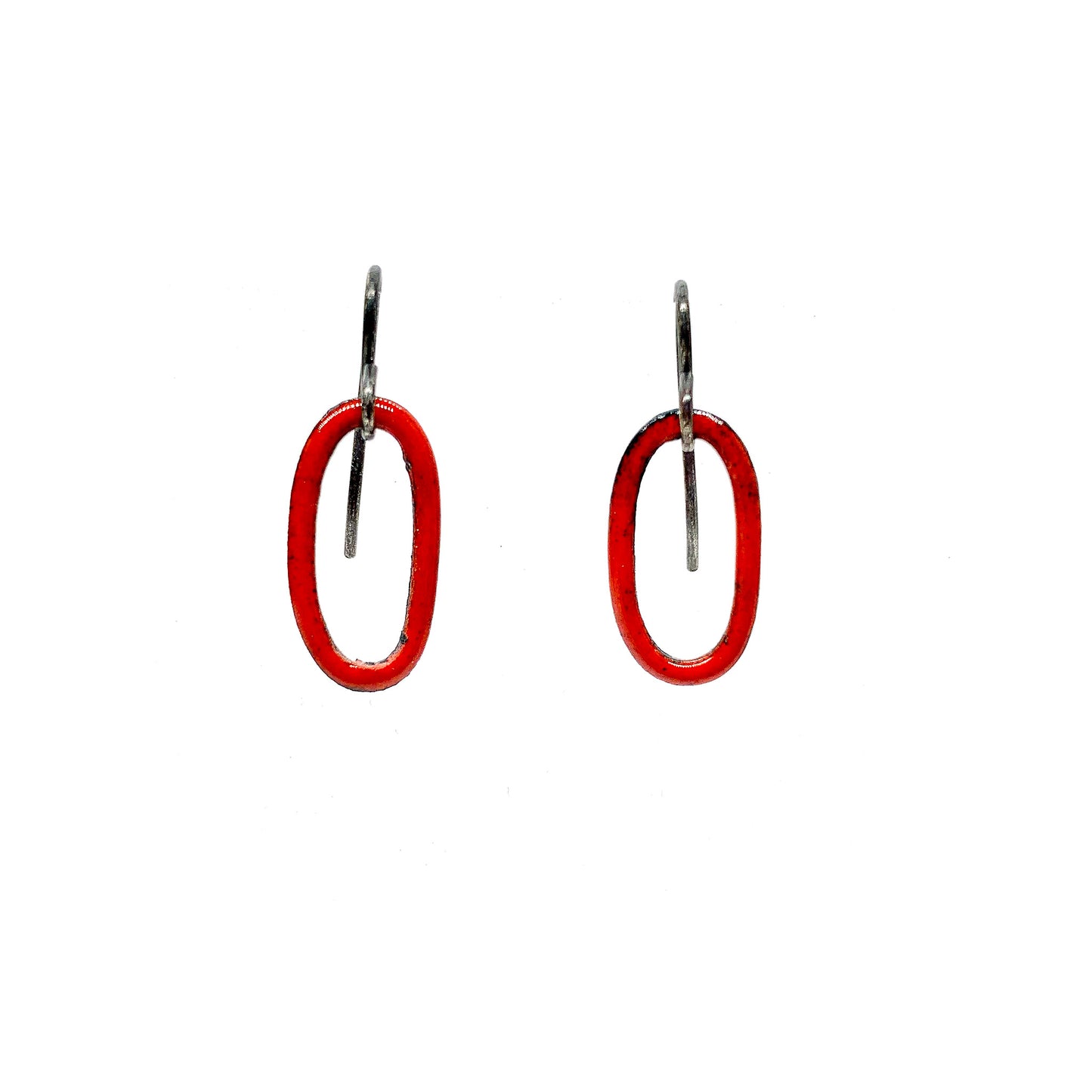 Enamel Red Oval Ring Earrings