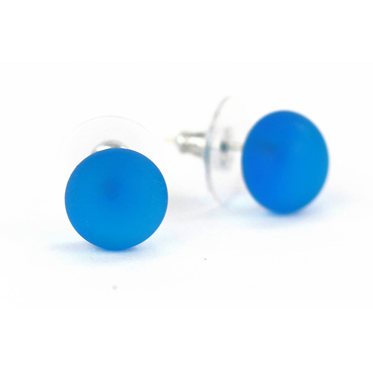 Small Glass Stud Earrings: Frosted Turquoise - Chrysler Museum Shop