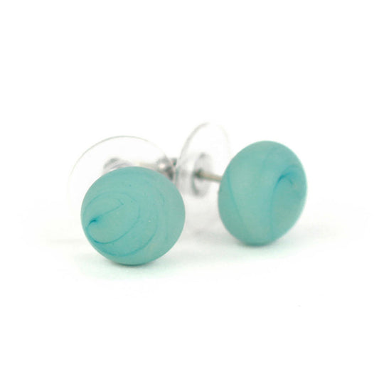 Small Glass Stud Earrings: Frosted Soft Blue - Chrysler Museum Shop