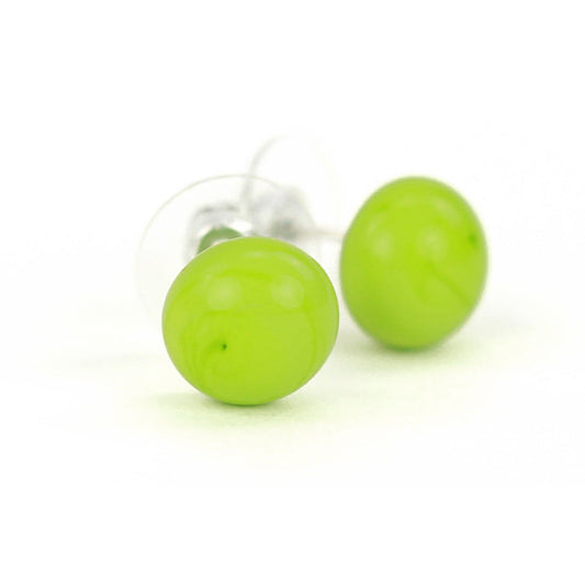 Small Glass Stud Earrings: Frosted Bright Green - Chrysler Museum Shop