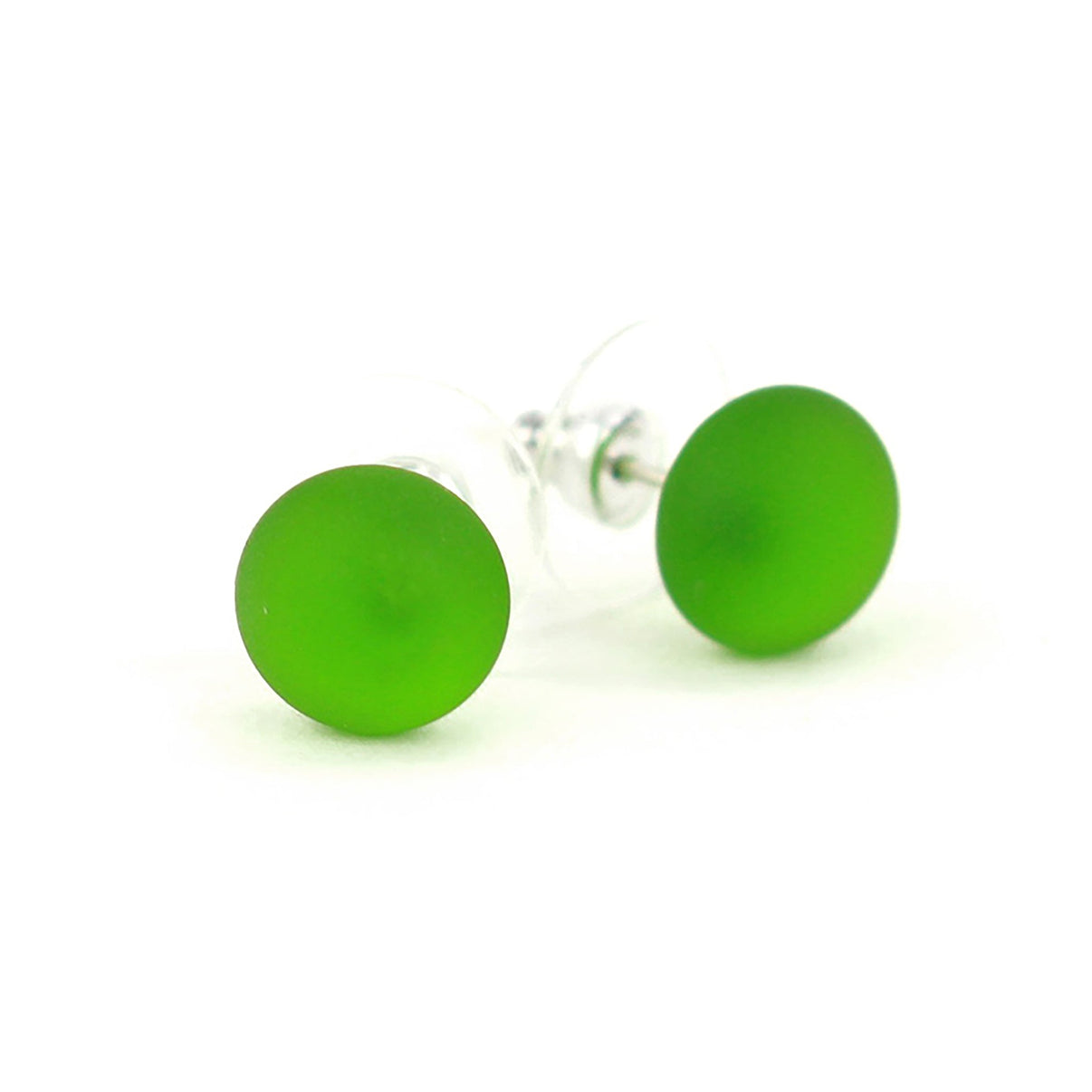 Small Glass Stud Earrings: Frosted Spring Green - Chrysler Museum Shop