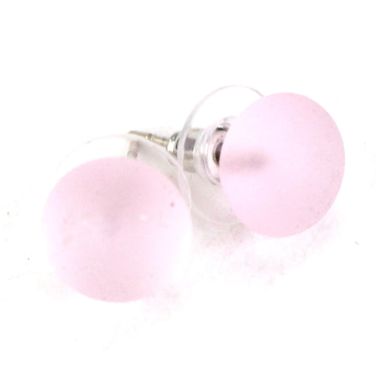 Small Glass Stud Earrings: Frosted Pink - Chrysler Museum Shop