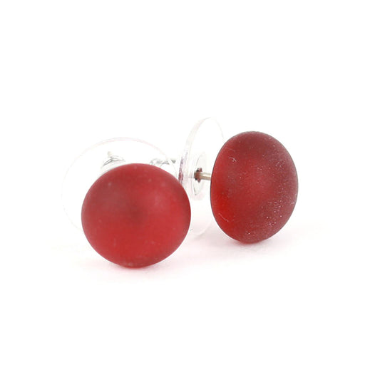 Small Glass Stud Earrings: Frosted Red - Chrysler Museum Shop