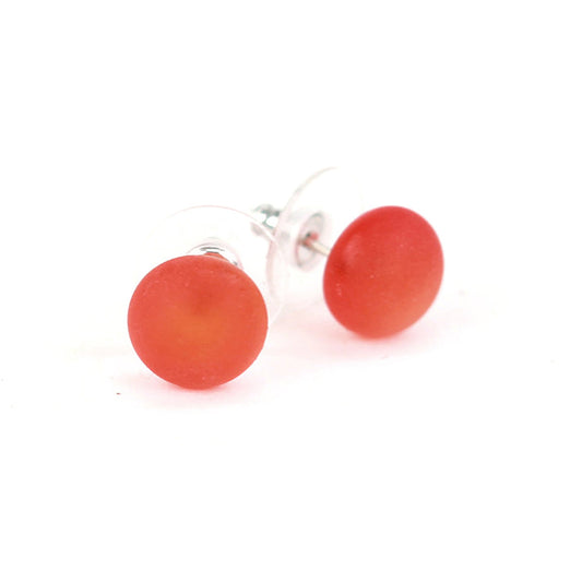 Small Glass Stud Earrings: Frosted Orange - Chrysler Museum Shop