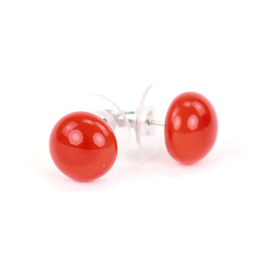 Small Glass Stud Earrings: Gloss Orange - Chrysler Museum Shop